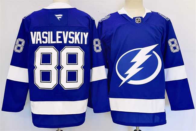 Men%27s Tampa Bay Lightning #88 Andrei Vasilevskiy 2024-25 Blue Stitched Jersey